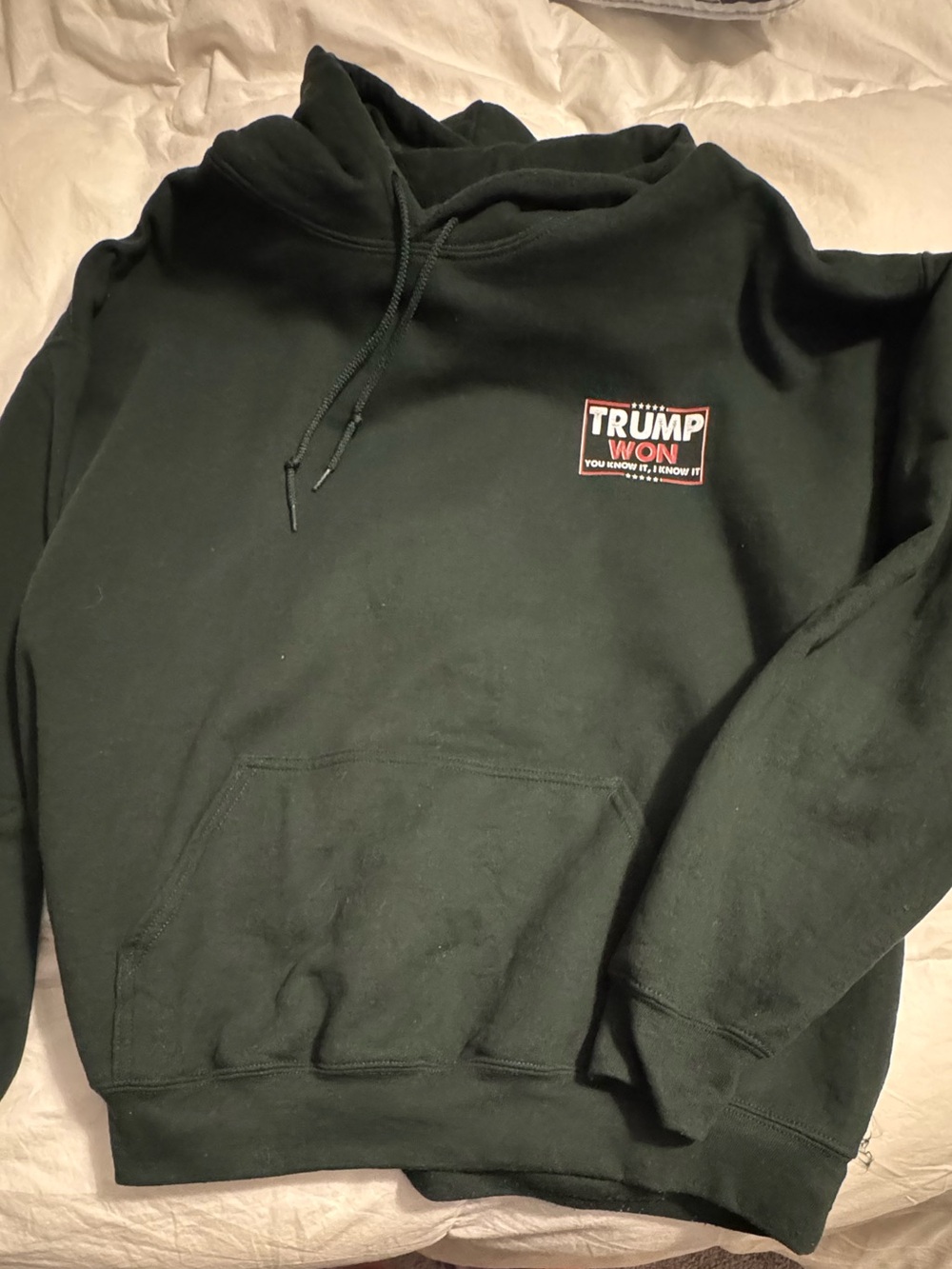 Gildan Dark Green Hoodie with Small Chest Patch